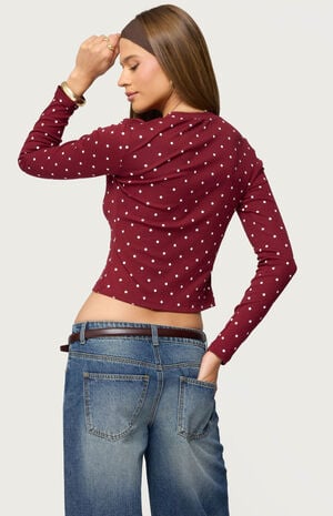 Daliya Polka Dot Long Sleeve Top image number 3