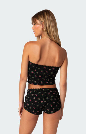 Aislinn Printed Waffle Tube Top image number 5