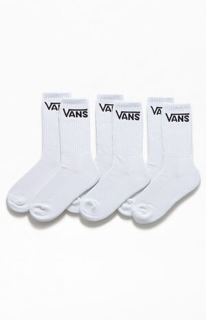 Kids 3 Pack White Classic Crew Socks image number 1
