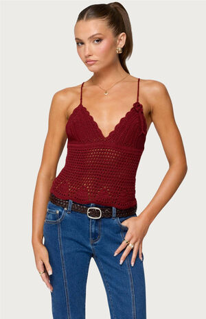 Delila Crochet V Neck Top image number 1