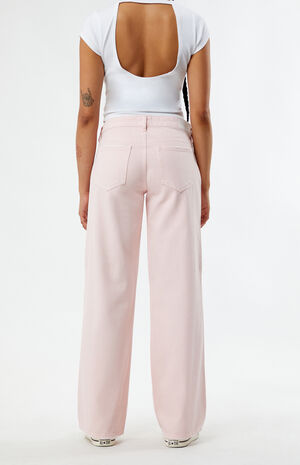 Eco Light Pink Low Rise Wide Leg Jeans image number 4
