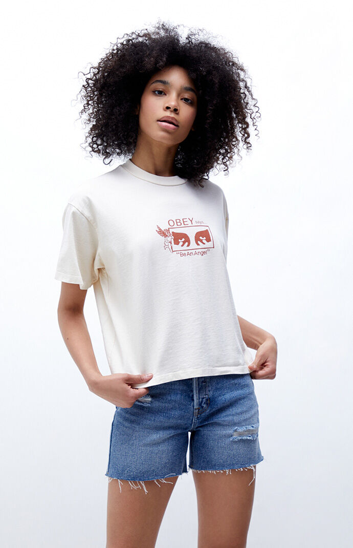 Obey Says Be An Angel Custom Crop T 