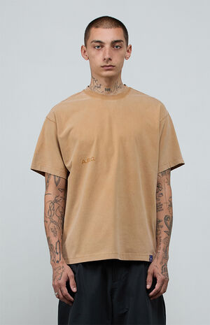 Brown Vintage Wash Heavyweight Oversized T-Shirt image number 2