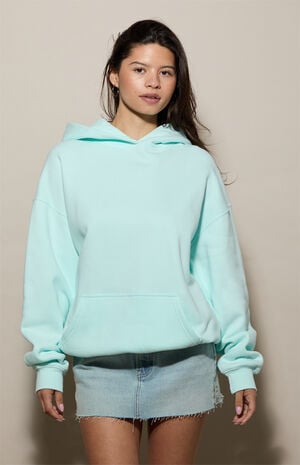 Mint Ultra Soft Fleece Core Washed Pullover Hoodie image number 2
