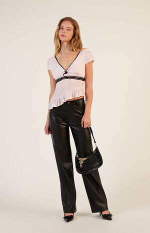 Lace Trim Asymmetrical Top image number 5