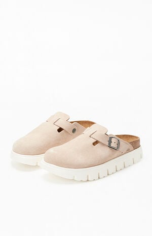 Women's Suede Boston Chunky Clog Warm Sand image number 2