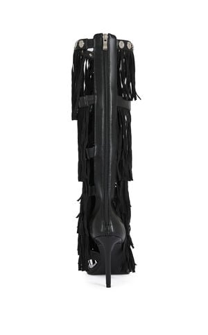 Women's Sameya Black Fringe Faux Leather Gladiator Sandal Boots image number 3