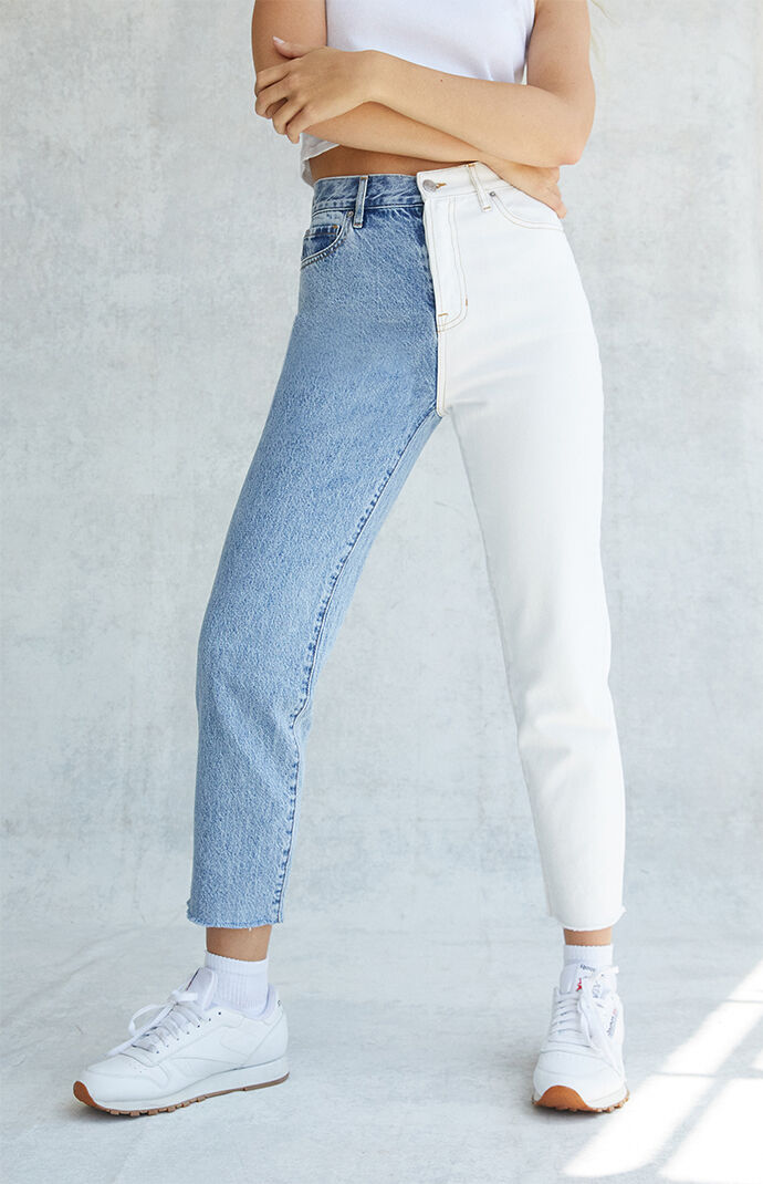 Half blue sales half white jeans