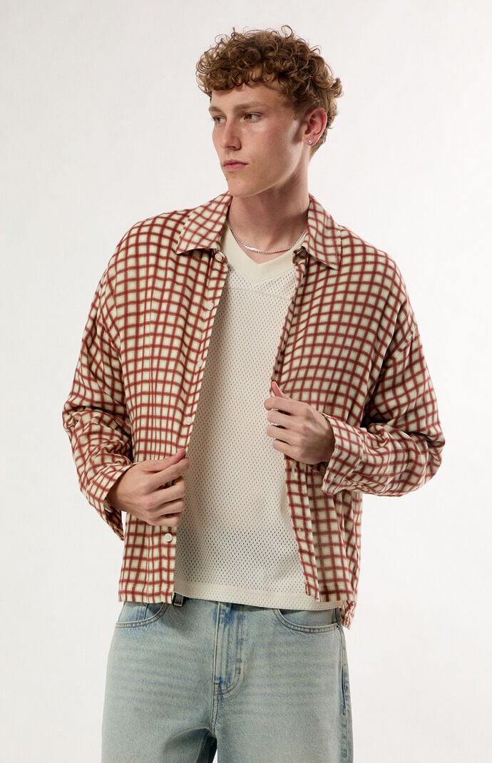 Pacsun Red Leonie Checker Long Sleeve Button Down Shirt
