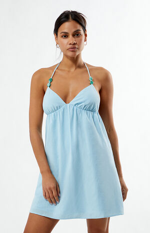 Beaded Halter Babydoll Mini Dress image number 3