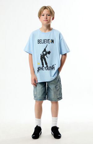 Extreme Baggy Denim Shorts Cargo Medium Blue Tint image number 1