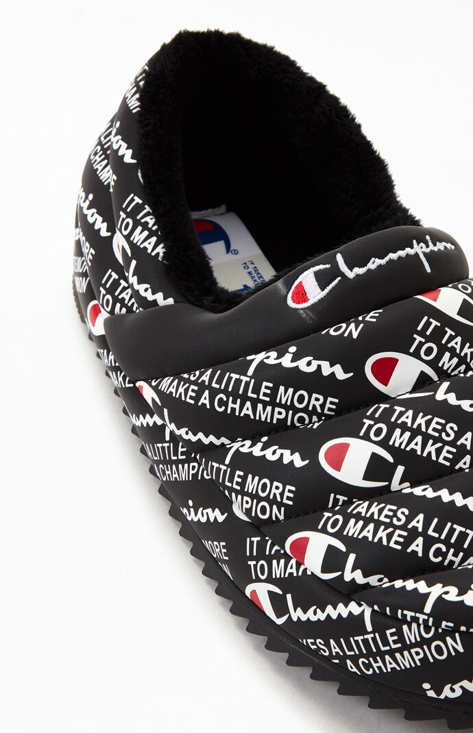 Black Varsity Reflective Slippers