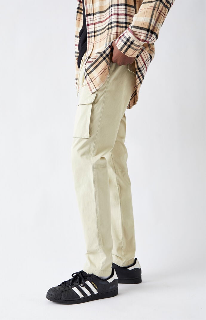 Utility Beige Front Pocket Slim Cargo Pants