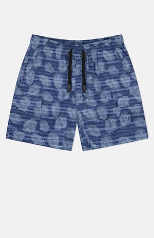 Blue Linen Utility Cargo Shorts image number 1