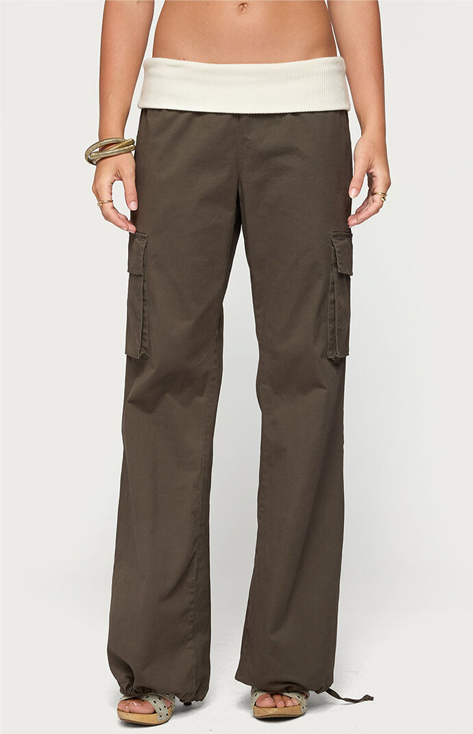 Edikted Jolee Contrast Ribbed Foldover Cargo Pants | Pacsun