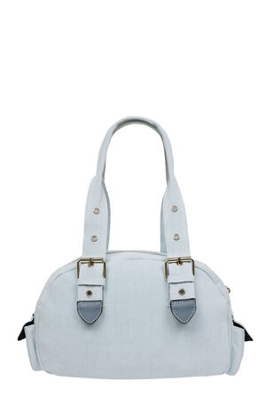 Light Blue Multi Patch Satchel Bag image number 6