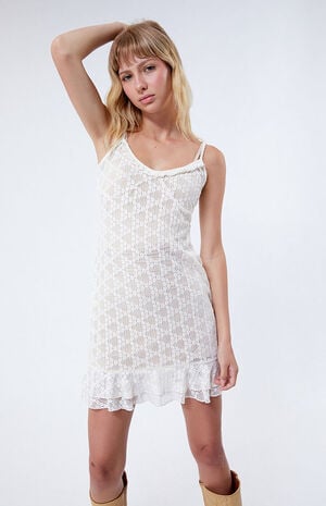Lace Trim Tiered Mini Dress image number 2