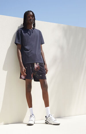 Black Floral Mesh Shorts image number 2