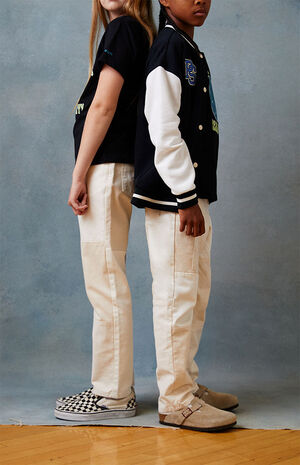 Patchwork Off White Straight Leg Jeans image number 3