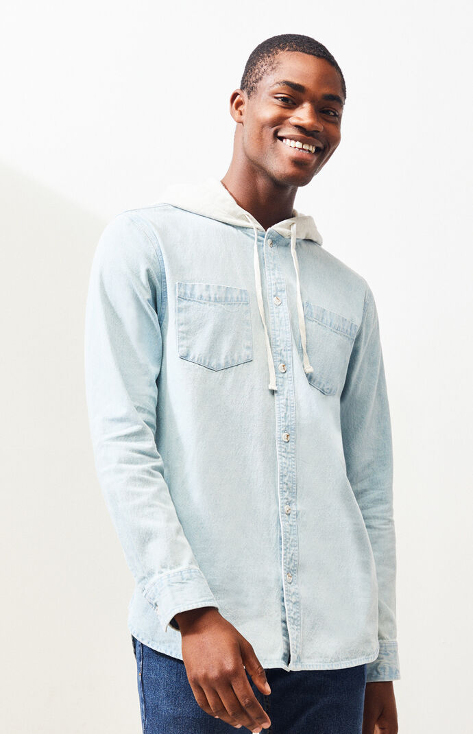 denim shirt with hoodie