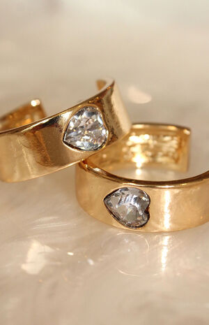 x PacSun Heart Stud Hoop Earrings image number 3