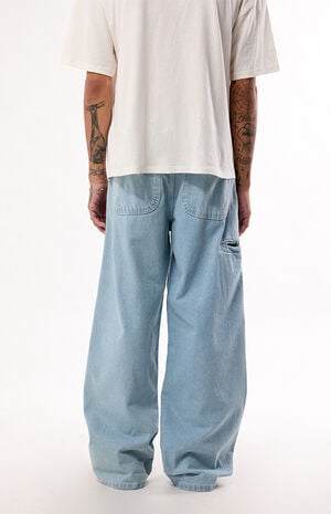 Light Blue Double Knee Loose Straight Jeans image number 3