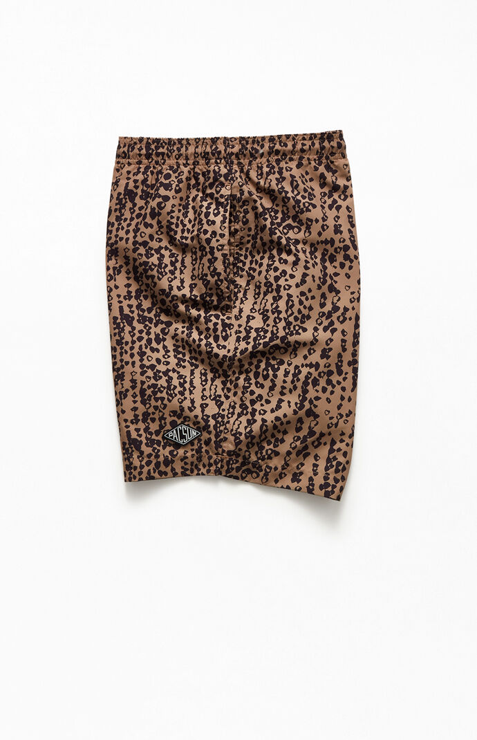 Tan Leopard 17" Swim Trunks