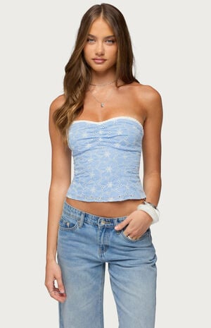 Zeffey Eyelet Corset Top image number 1