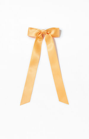 Orange Satin Bow Barrette image number 1