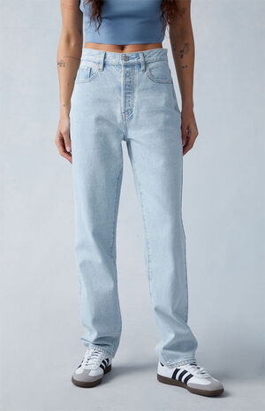 Eco Light Indigo Butt Slit Dad Jeans image number 2