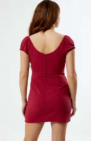 Tie Front Linen Mini Dress image number 3