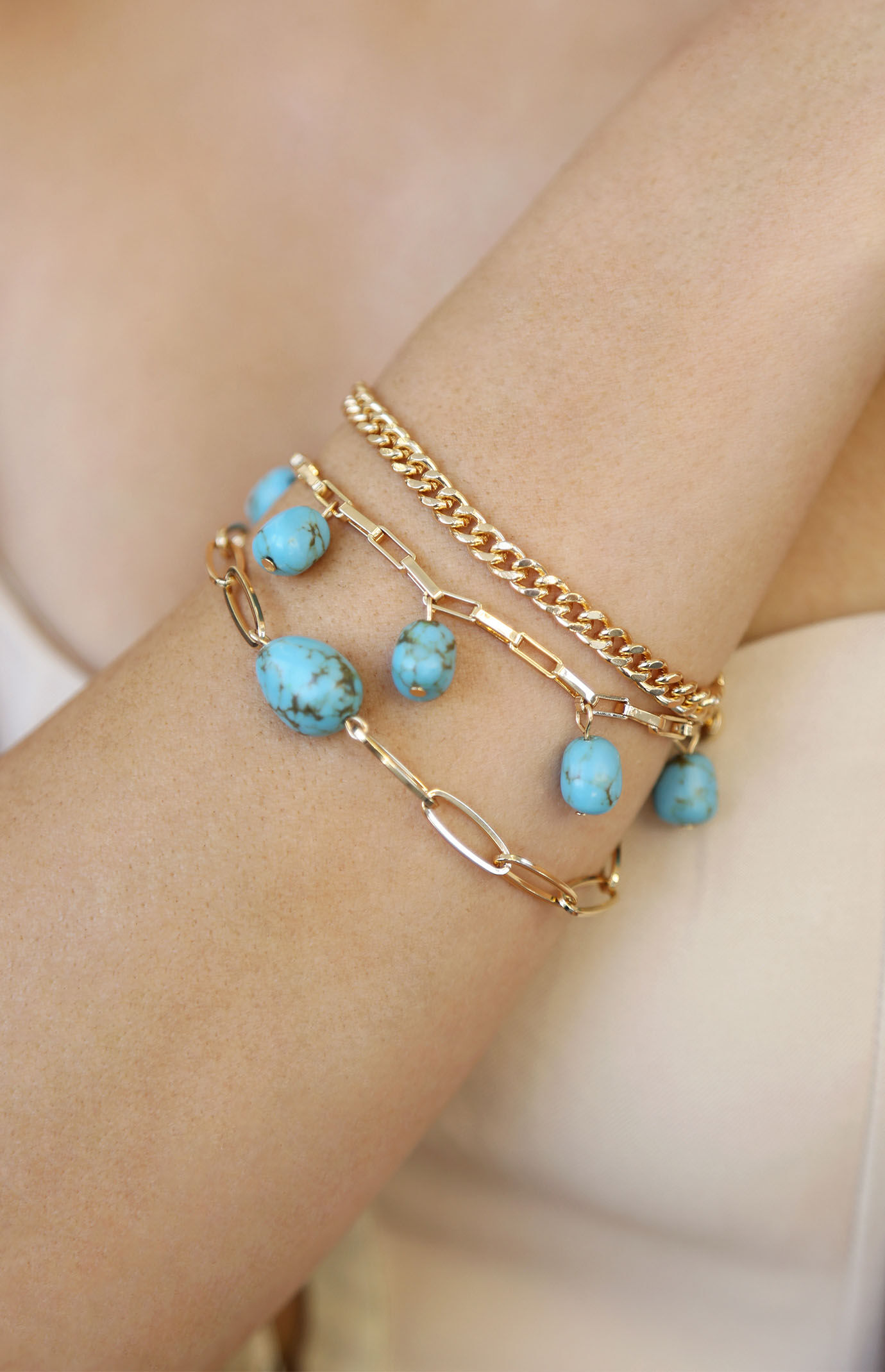 Ettika 3 Pack Turquoise Nugget Bracelets
