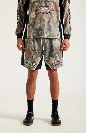 Camo Mesh Embroidered Shorts image number 3