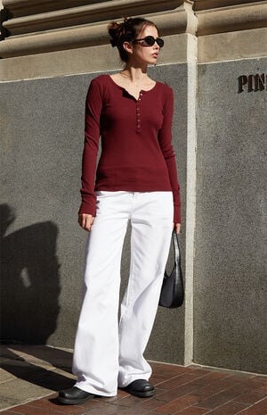 Burgundy Athern Ribbed Long Sleeve Top image number 4