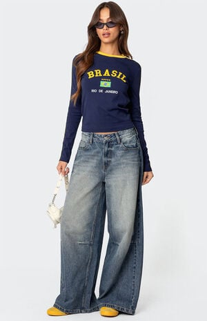 Brasil Embroidered Long Sleeve T-Shirt image number 2