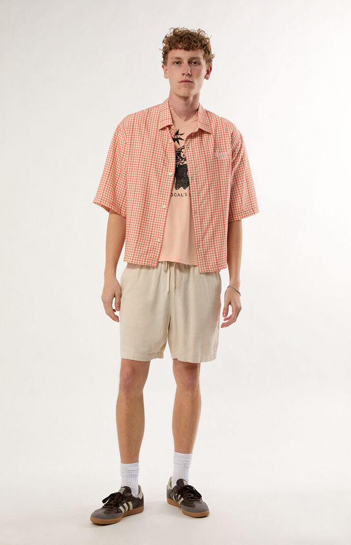 Pacsun Carmel Plaid Short Sleeve Button Down Shirt