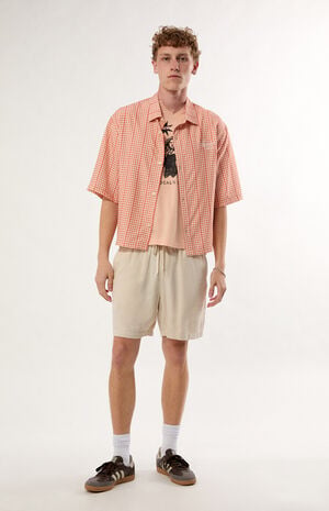 Carmel Plaid Short Sleeve Button Down Shirt image number 4