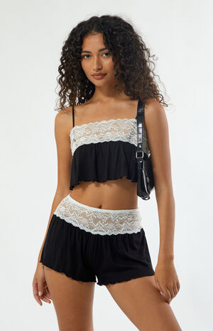 Lace Trim Lounge Shorts image number 2