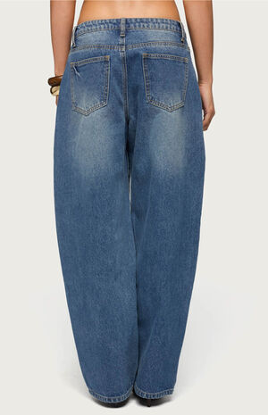 Button Stitch Low Rise Barrel Jeans image number 3
