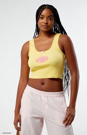 Yellow Lace Trim Tank Top image number 2