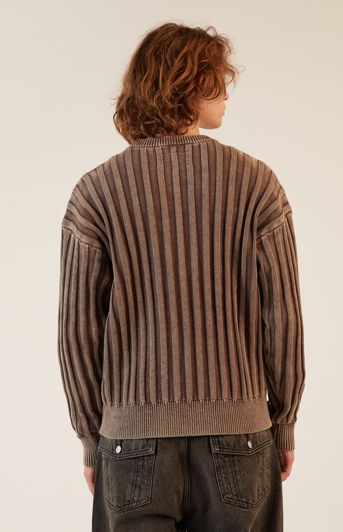 Pacsun Brown Wide Ribbed Knit Crew Neck Sweater | PacSun