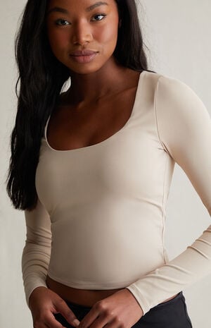 Breathe Scooped Out Fitted Long Sleeve Top image number 2