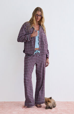 Flannel Long Sleeve Pajama Shirt image number 5