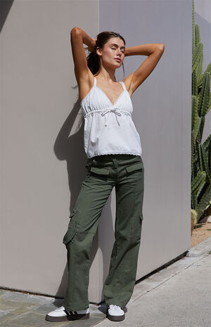 White Edith Lace Trim Tank Top image number 1