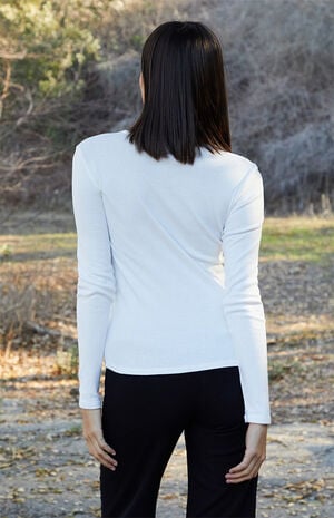 White Hailie Basic Long Sleeve Top image number 4