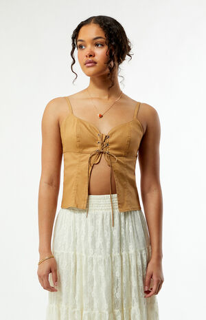 Liz Twill Lace-Up Tank Top image number 2