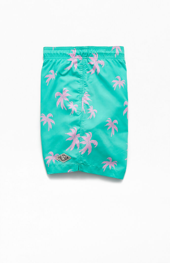 Pink Palms 16" Swim Trunks