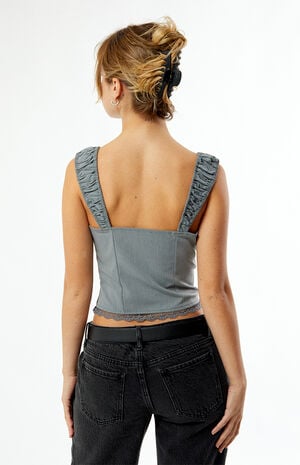 Kacey Lace Up Denim Top image number 4