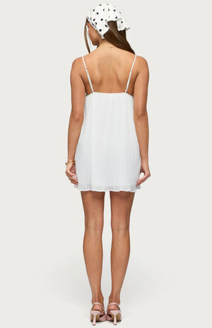 Lacey Pleated Chiffon Mini Dress image number 3