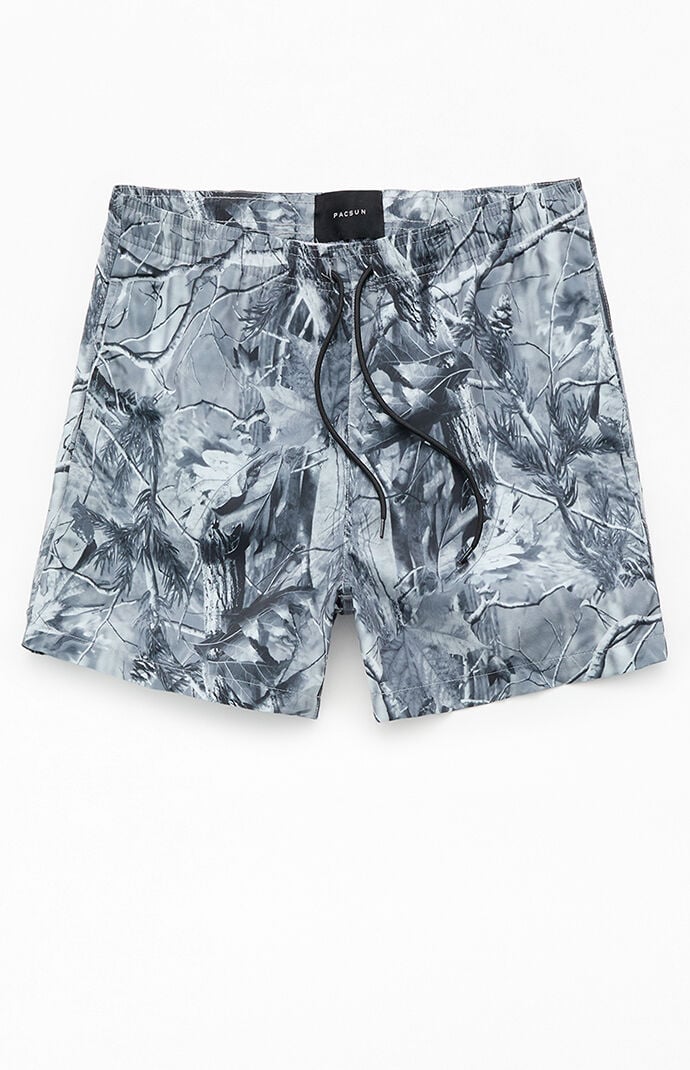 Pacsun Grey Camo 4.5" Swim Trunks